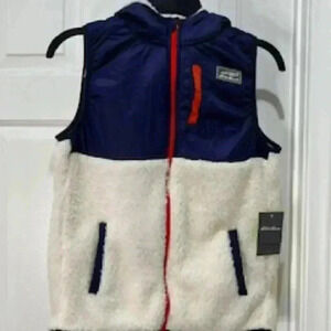 NEW Eddie‎ Bauer Shearling Fleece Hooded Vest Child’s Size 14 NWT